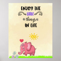 Geniet van kleine dingen Roze olifant Smelling Flo