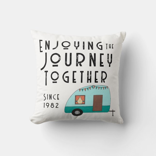 Genieten van de reis samen Retro Camper Kussen (Voorkant)