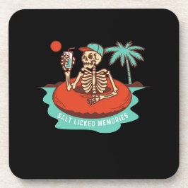 Genieten van een koude met zwevend skelet bier onderzetter
