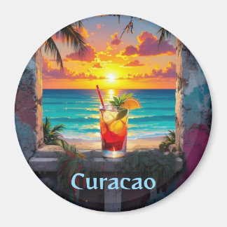Genietend van een zonsondergang in curacao magneet