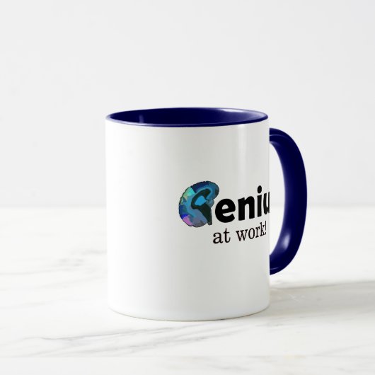 Genius at work, Customizable Text Office Mug (Devant droit)