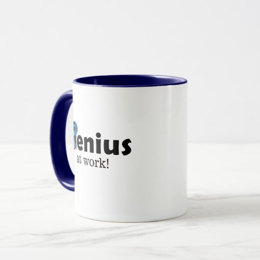Genius at work, Customizable Text Office Mug (Devant gauche)