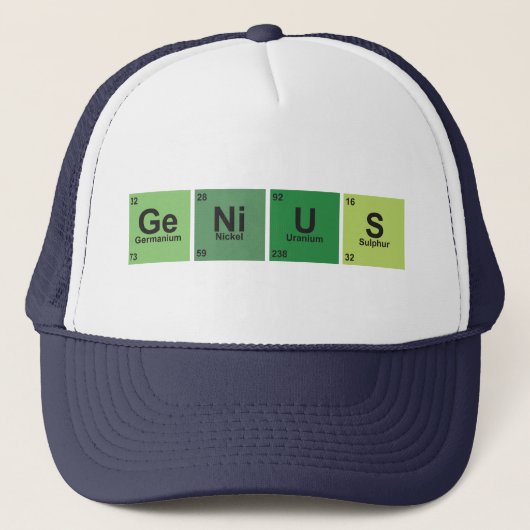 Genius Cap. Periodic table of elements. Trucker Pet (Voorkant)