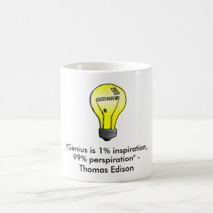 "Genius is 1% inspiratie, 99% uitholling" Citaat Koffiemok