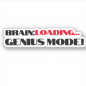 Genius Mode motivatie witte zwarte rode sticker (Voorkant)