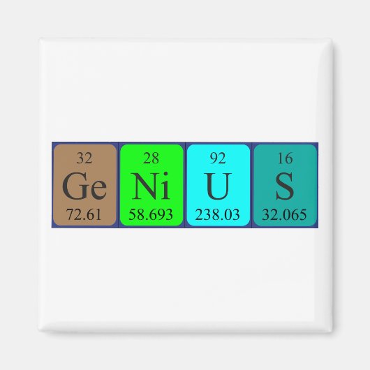 Genius periodiek table name magnet magneet (Voorkant)