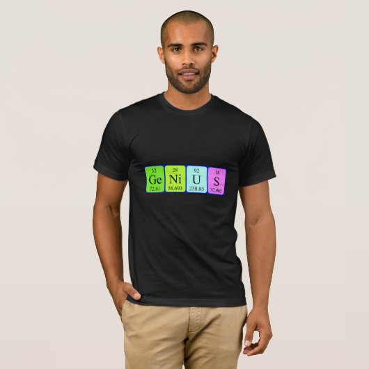 Genius periodiek table name shirt (Voorkant volledig)