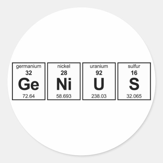 GeNiUS Periodieke Tabel Ronde Sticker (Voorkant)