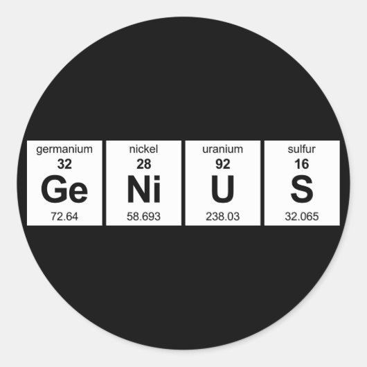 GeNiUS Periodieke Tabel Ronde Sticker (Voorkant)