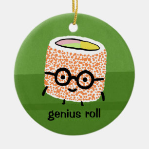 Genius Roll   Sushi Roll met bril Cute Geek Keramisch Ornament