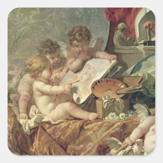 Genius Teaching the Arts, 1761 Vierkante Sticker (Voorkant)