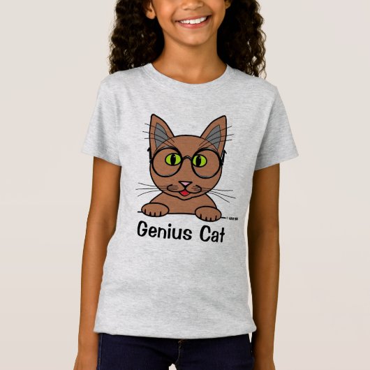 Geniuskat met bril t-shirt (Voorkant)