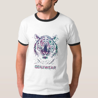 Genjiwear Glitch Tijger – Neon Cyber Beest Streetw T-shirt