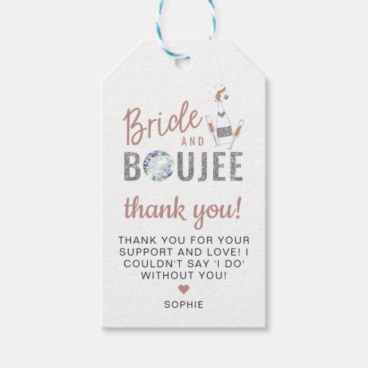GENNA Roos Gold Silver Glitter Bride & Boujee Cadeaulabel (Voorkant)