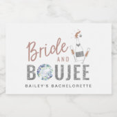 Genna - Roos Gold Silver Glitter Bride & Boujee Sparkling Wijnetiket (Enkel label)