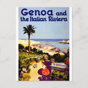 Genoa en Italiaanse rivièra, Italië, vintage reis Briefkaart