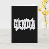 Genoa Italië Stad Silhouet Grappig Geschenk Kaart (Gele Bloem)