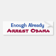 Genoeg reeds aanhouding Obama-Bumpersticker