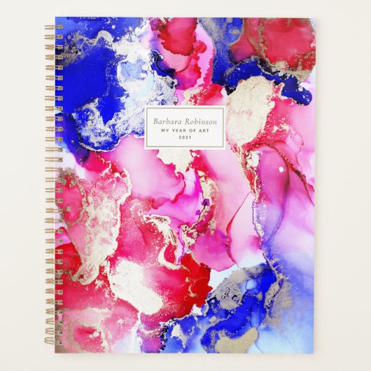 Genoemd Abstract Art Roze Paarse Goud Planner (Voorkant)