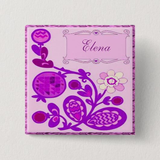 Genoemd Flowers Deco Vierkante Button 5,1 Cm (Voorkant)