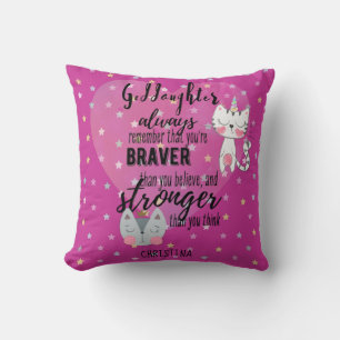 Genoemd GODDAUGHTER Motivatie Citaat Kute Cat Pink Kussen