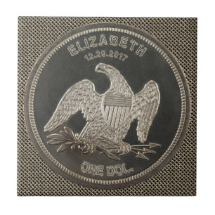 Genoemd Silver 1865 Dollar Tile Tegeltje