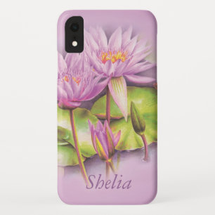 Genoemde paarse roze waterleliebloem iPhone XR hoesje