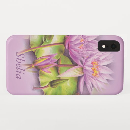 Genoemde paarse roze waterleliebloem Case-Mate iPhone case (Achterkant (horizontaal))
