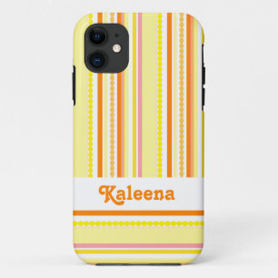 Genoemde stripe kralen oranje roze iPhone 11 hoesje
