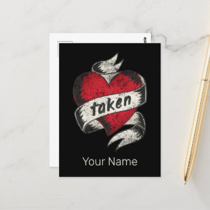 Genomen en verliefd  Tattoo Hart Verloving Briefkaart