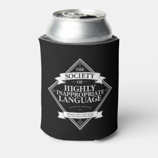 Genootschap van zeer ongeschikte taal blikjeskoeler (Blikje Achterkant)