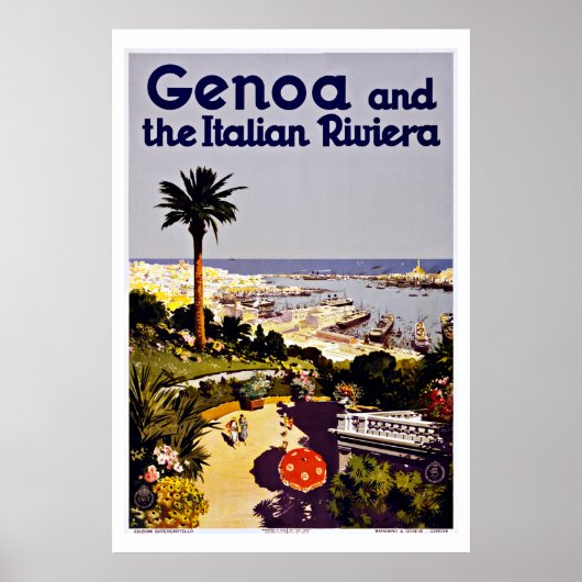 Genova Italy Vintage Travel Poster (Voorkant)