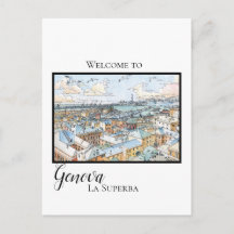 Genova la superba - panoramique - carte postale de