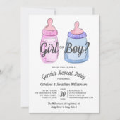 Genre Reveal Baby Party Invitation Fille ou garçon (Devant)