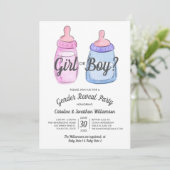 Genre Reveal Baby Party Invitation Fille ou garçon (Debout devant)