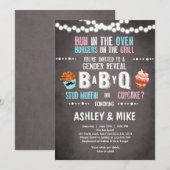 Genre Reveal Invitation BabyQ BBQ Couples Douche (Devant / Derrière)