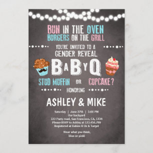 Genre Reveal Invitation BabyQ BBQ Couples Douche