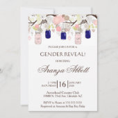 Genre Reveal Mason Jars Baby shower Invitation (Devant)