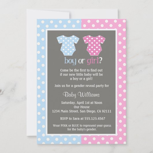 Genre Reveal Party Baby Shower Invitations (Devant)