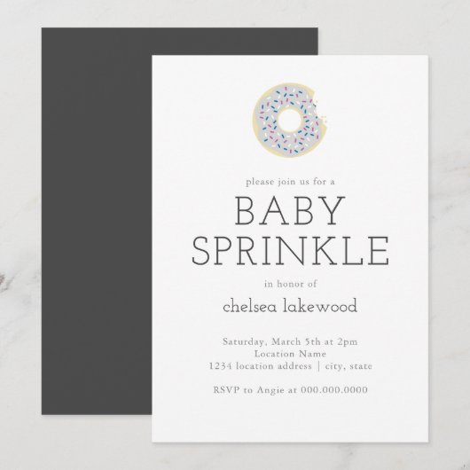 Genre Reveal Party Baby Sprinkle Donut Invitation (Devant / Derrière)