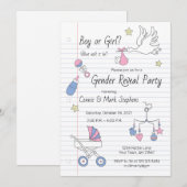 Genre Reveal Party Invitation carnet papier (Devant / Derrière)