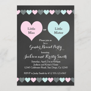 Genre Reveal Party Invitation Coeurs