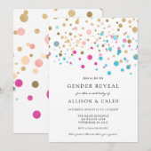 Genre Révéler rose et bleu Confetti Invitation (Devant / Derrière)