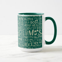 Genres de musique Word Collage de tasses