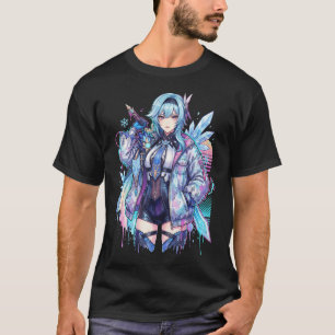 Genshin Impact Eula Vaporwave Esthetiek Neon Synth T-shirt