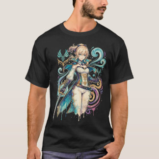 Genshin Impact Jean Gunnhildr Blond Haar Grijs Oog T-shirt