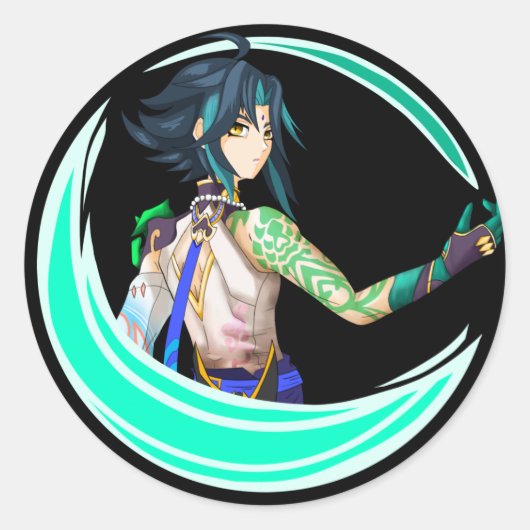 Genshin Impact Xiao Ronde Sticker (Voorkant)