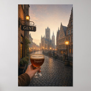 Gent Beerwandeling bij dageraad langs de kasseien Poster