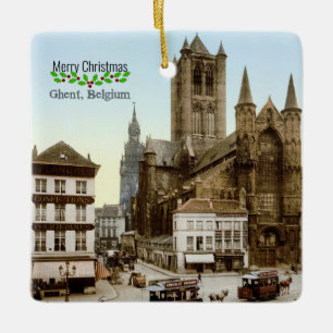 Gent, België Kerstgroeten Keramisch Ornament