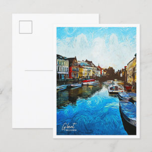 Gent België Mooie olieverfstad Briefkaart